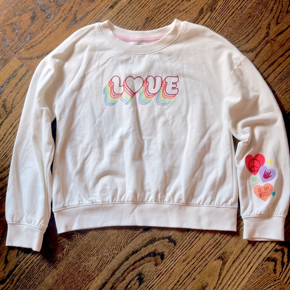 Cat & Jack / Girls White ‘Love’ Graphic Sweatshirt